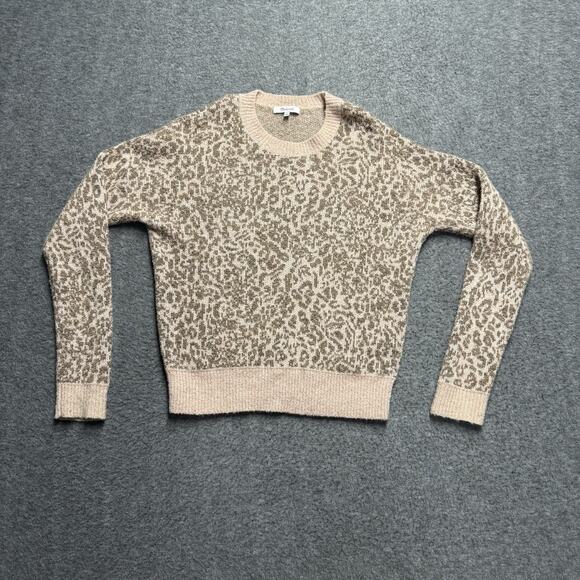 Madewell Merino Wool Blend Sweater Womens Small Pink Cheetah Print - Picture 1 of 6